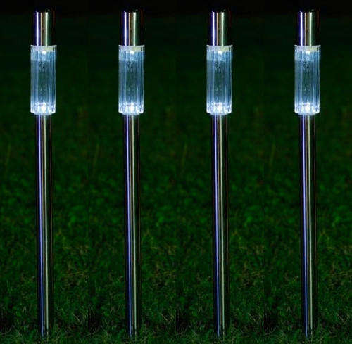 *SET OF 4* Long stainless steel solar garden light