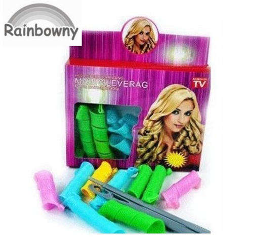 10 ON AUCTION!!!18 Pcs DIY Magic Hair Curlers Curl Spiral Ringlets Leverage Rollers