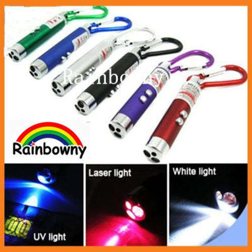 FINDER SpaMini 3 in1 Red LED Laser Pen Pointer Flash Light Torch Flashlight Emergency Keychain