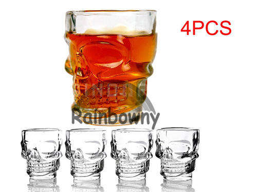 New 4Pcs Fashion Crystal Skull Head Shot Glass Cup Drinking Ware for Home Bar