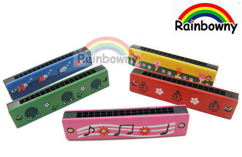 Baby Colorful Wooden High Quality Children Harmonica Developmental Musical Toy