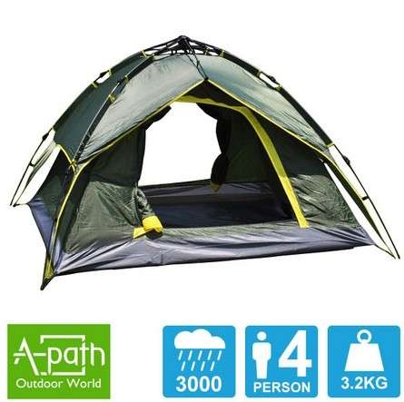4 Person Windproof Outdoor automatic quick-opening  Double army green camping tent