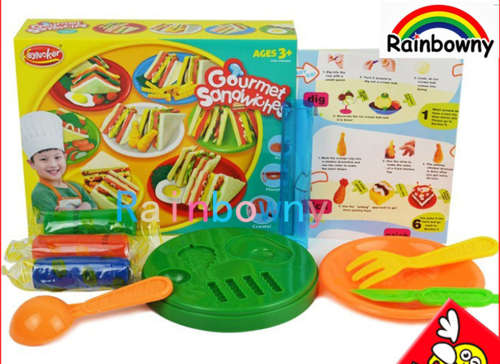 Kids Colorful Playdough Toys / Gourmet Sandwiches Play Set