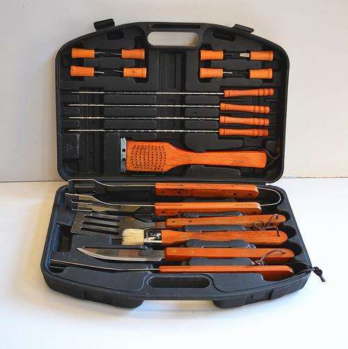 New BBQ Barbeque Cooking Utensils Tools Skewer Spatula Brush Set (18 Pcs)