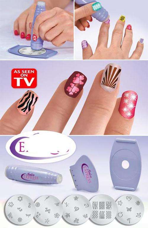 Wholesale Price--TV Hot Salon Nail Art Express Decals Stamp Stamping Polish DIY Design Kit Set