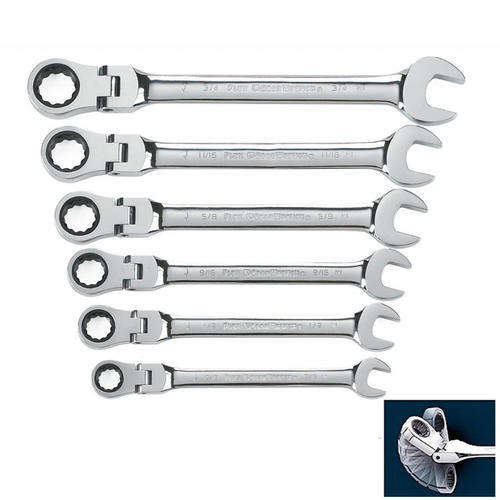 6pc Ratcheting Flex Head Wrench set 8-15MM