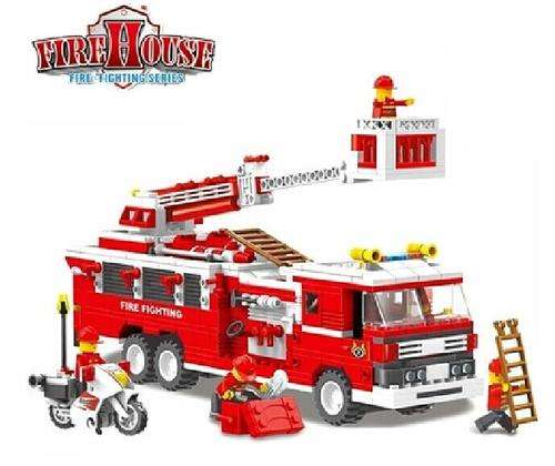 567pcs/set Fire Engine Toy DIY Fire Truck Children's Educational Blocks Toys