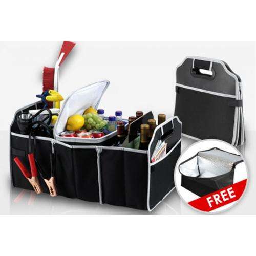 2 in 1 Trunk Organizer & Cooler Set - Fully Collapsible & Portable Storage Set