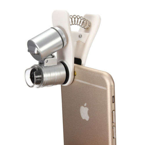 60X Zoom Mobile Phone Camera Optical LED UV Clip Magnifier Microscope Micro Lens