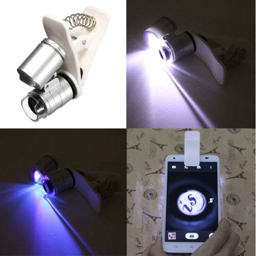 60 X Zoom Mobile Phone Camera Optical LED UV Clip Magnifier Microscope Micro Lens