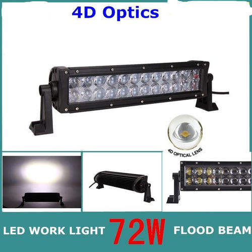 14INCH 72W 4D Optical Lens LED Work Light Bar Flood Lamp Offroad Truck Mining Drving