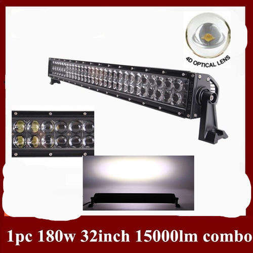 32inch 180W CREE FLOOD SPOT LED LIGHT BAR OFFROAD DRIVING LAMP SUV 4D OPTICAL