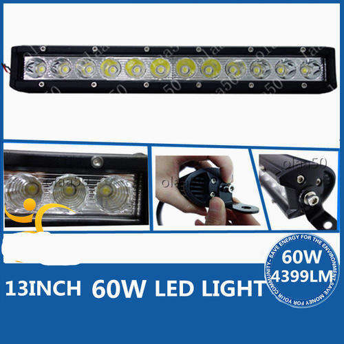 13INCH 60W Single Row 5W CREE LED Light Bar ATV UTV UTE Grille Truck SUV