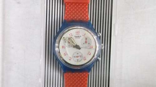 swatch chrono blue and red in original case