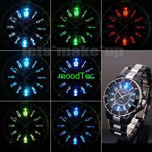 Quartz Sports Wrist Watch With 7 Colour LED Light