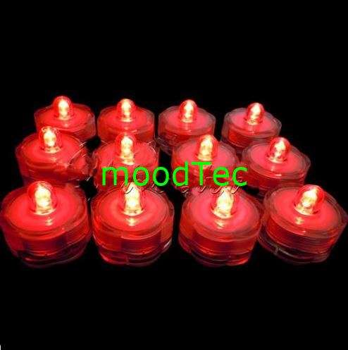 12 Pcs Waterproof Submersible LED Tea light Candles (Red)