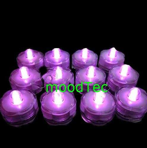 12 Pcs Waterproof Submersible LED Tea light Candles (Pink)