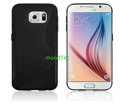 Black Flexible S-Line TPU Case for Samsung Galaxy S6 + Screen Protector