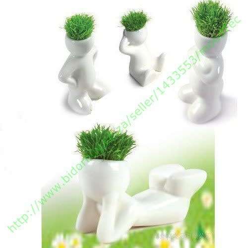 Ceramic Man Grass Hair Pot (Arms Crossed)