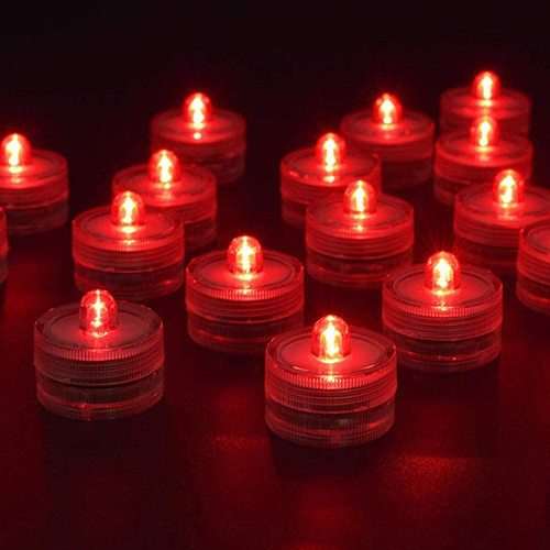 12Pcs Red LED Submersible Vase Light - Underwater Tealight Candles (In Stock)