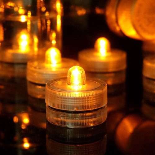 10Pcs Yellow LED Submersible Vase Light - Underwater Tealight Candles (In Stock)