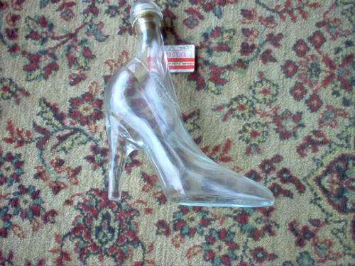 GLASS BOTTLE IN SHAPE OF LADIES SHOE