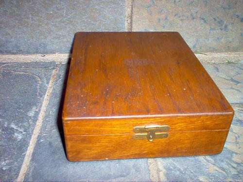 OLD WOODEN CUTLERY BOX.