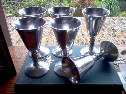 6 PLATED SPANISH GOBLETS