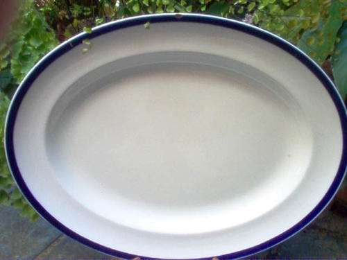 LARGE ALFRED MEAKIN MEAT PLATTER --BLUE AND WHITE.