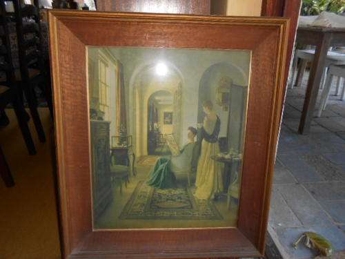 LEONARD CAMPBELL TAYLOR PRINT IN HEAVY WOODEN FRAME.