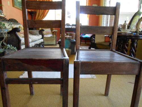 PAIR OLD GLOBE KITCHEN CHAIRS.