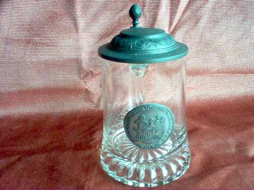 PEWTER AND GLASS STEIN