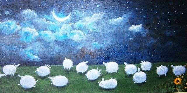 Sleepy Sheep by artist Inge. Trendy painting!
