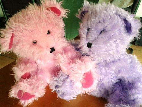 Rasberry & Grape.  Two gorgeous teddies!  Handmade.