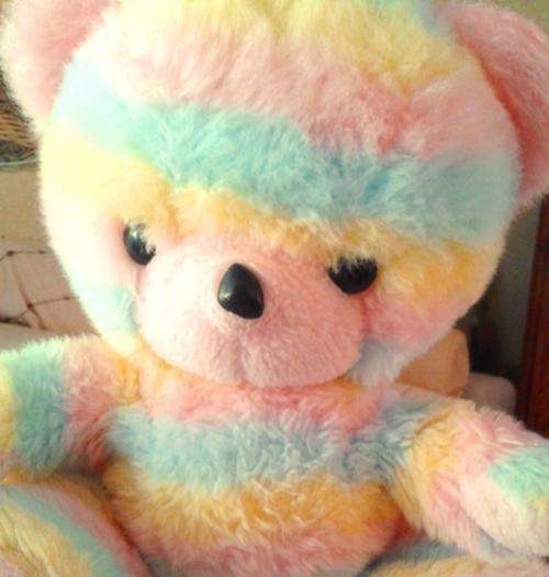 Sweet Rainbow Teddy!  Very Cuddly!  Cheap!