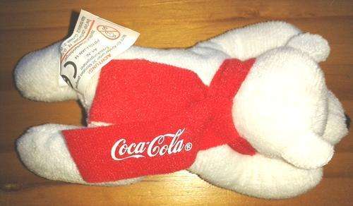 Little Coca-cola Doggie with red scarf!  Small soft plush toy!