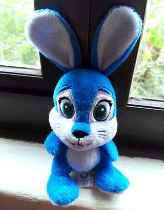 Blue Migros Easter Baby Bunny - Frey small, soft toy! 17cm.