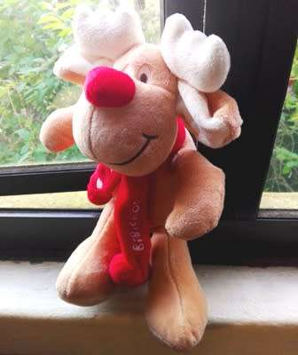 Bibi Choc! Christmas Reindeer . Red scarf and red nose! 25cm.