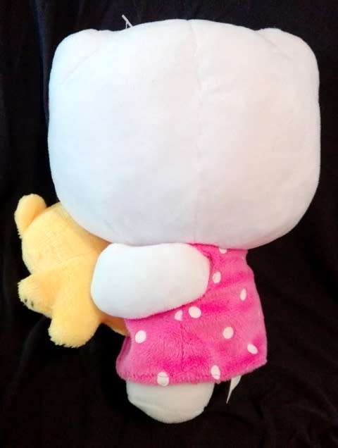 Sanrio Cat Character Hello Kitty with Teddy Bear.  Plush Toy Doll!  22cm.