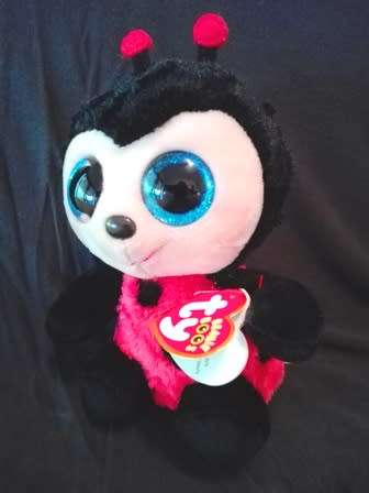 TY Inc Izzy Beanie Boo Plush Ladybug. 16cm.