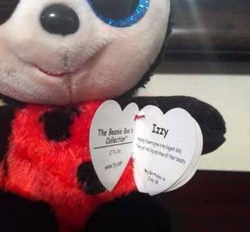 TY Inc Izzy Beanie Boo Plush Ladybug. 16cm.