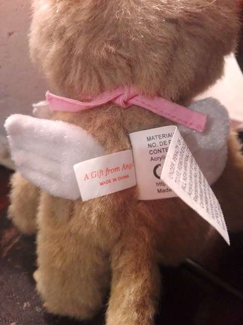 Vintage Sekiguchi Miss Monchhichi Girl "A Gift from Angel" Plush Monkey Hearts Wings.