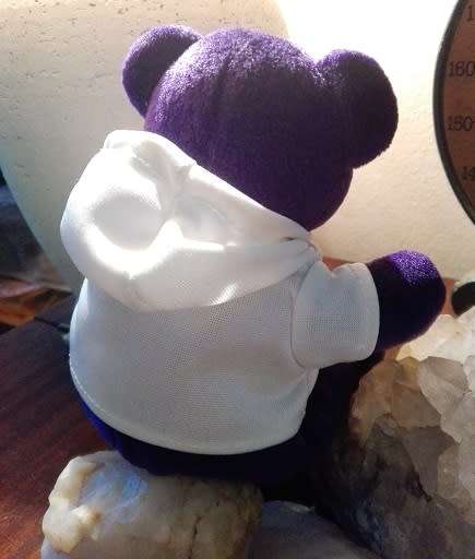 I love NY Purple Beanie Bear with white I love NY Hoodie! 15cm.