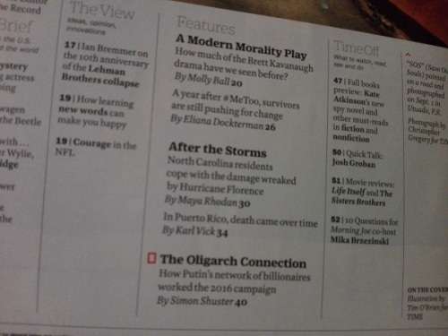 Time Magazine.  Oct 2018.  All the Czar`s Men.