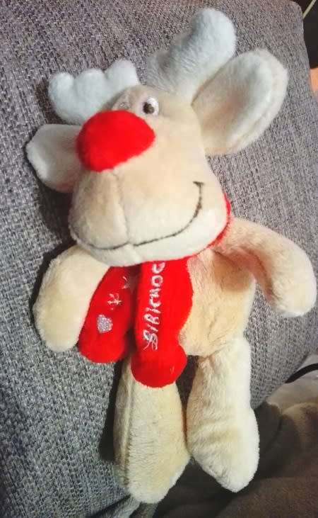 Baby Bibi Choc! Christmas Reindeer. Red scarf and red nose!
