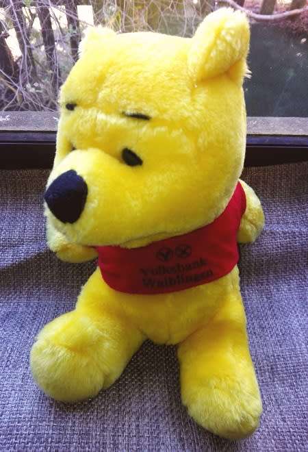Winnie the Pooh with Volksbank T-Shirt.  Cuteness!