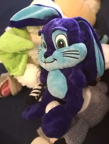 Ricky a dark blue Easter bunny/egg - Frey`s Migros plush soft toy!