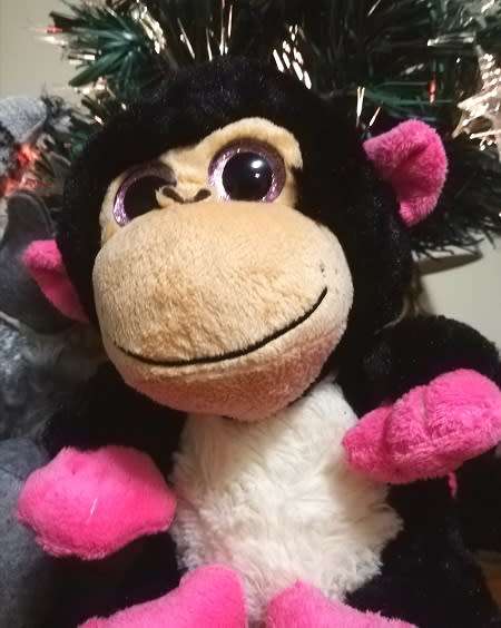 Pinky, the big eyed black and pink monkey by Laurana Products.  Bargain!
