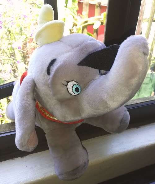 Disney's Dumbo with felt feather.  Large plush toy.  40cm.