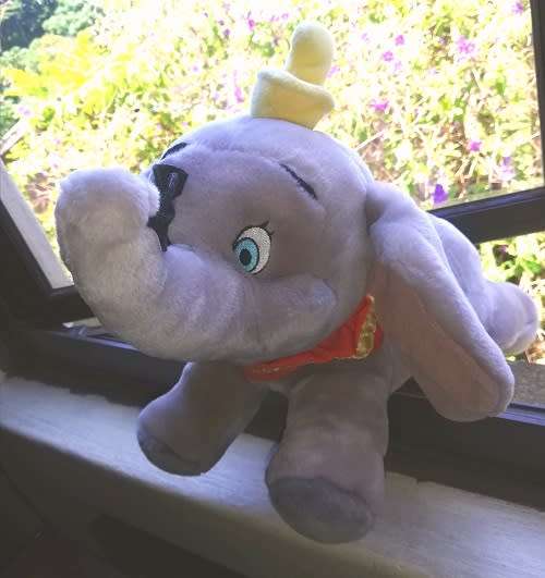 Disney's Dumbo with felt feather.  Large plush toy.  40cm.
